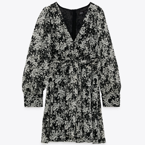 NWT ZARA Metallic Thread Floral Mini Dress, XS - Picture 1 of 6